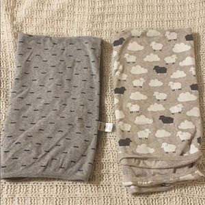Two carters swaddle blankets- sheep and mustache